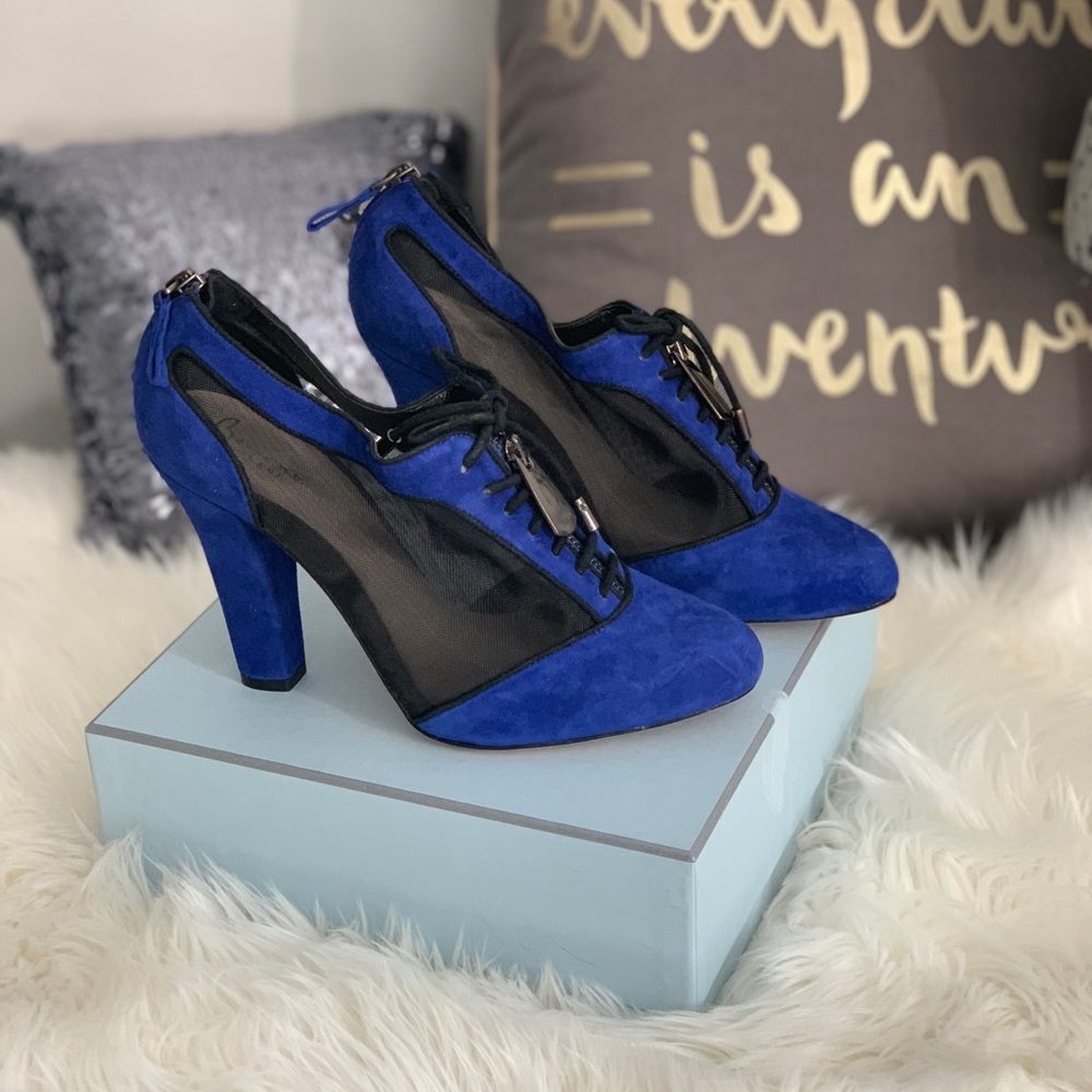 Cobalt Blue Suede Ankle Boots